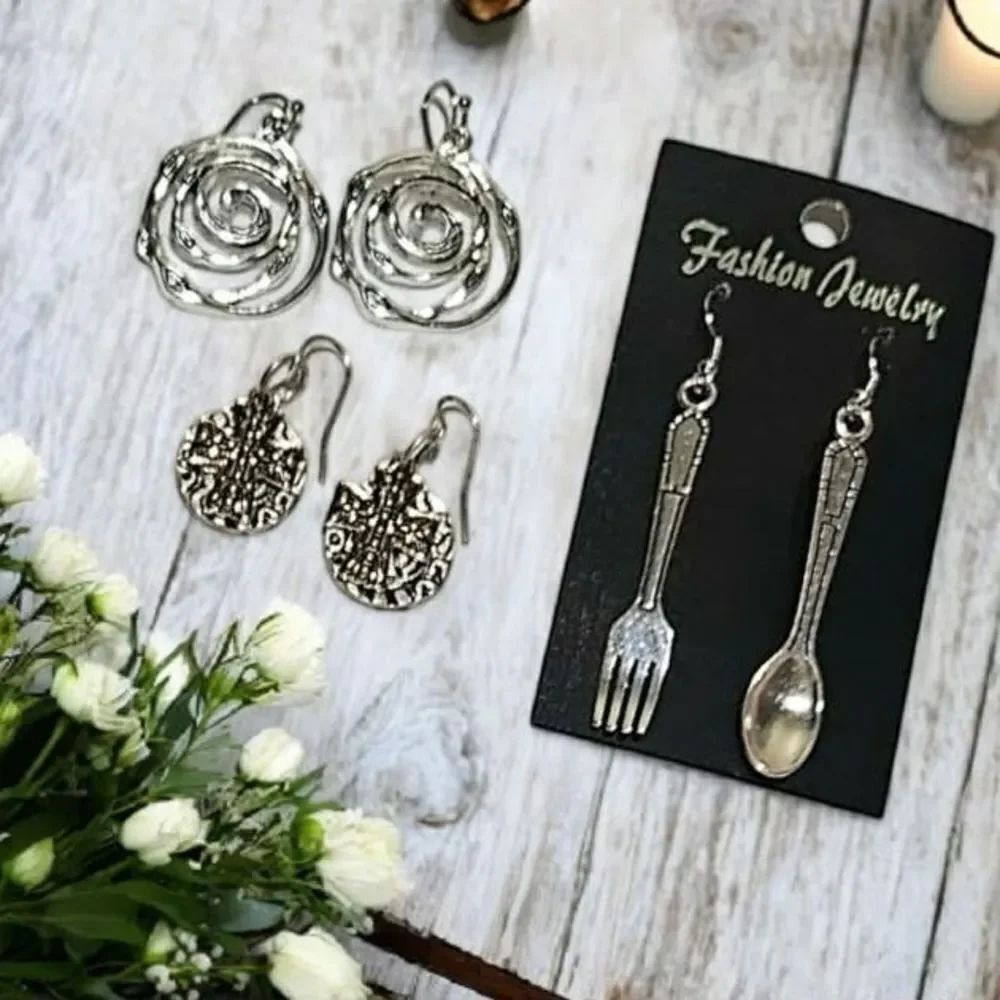 2/$10 Stylish Dangle Earrings Swirl, Cross & Novelty Designs MUST BUNDLE 2/$10